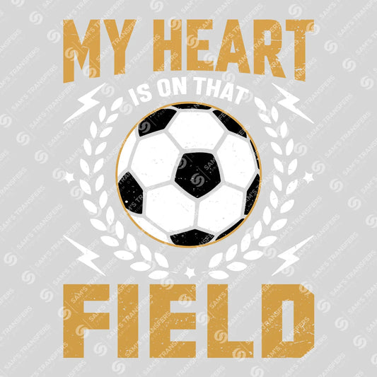 Apparel featuring a My Heart Is On That Field Wreath-themed DTF transfer.