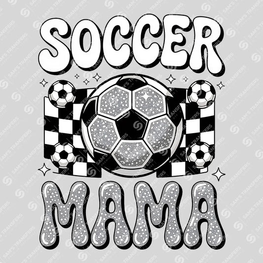 Apparel featuring a Soccer Mama Checkered-themed DTF transfer.