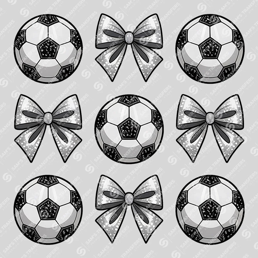 Soccer Ball Bow Collage Ready-to-Press DTF Transfer | SAT06326