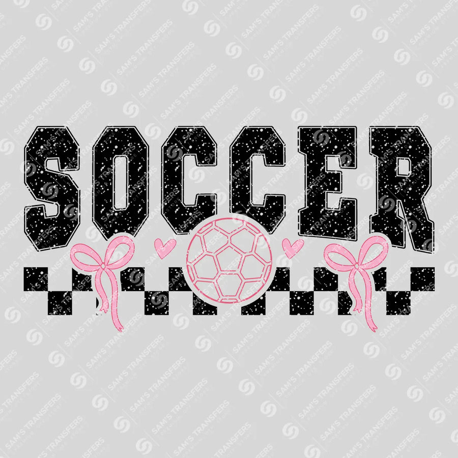 Soccer Coquette Checkered Pink Ready-to-Press DTF Transfer | SAT06327