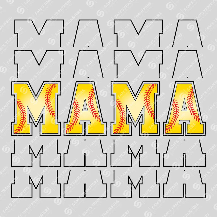 Mama Softball Stacked Ready-to-Press DTF Transfer | SAT06333