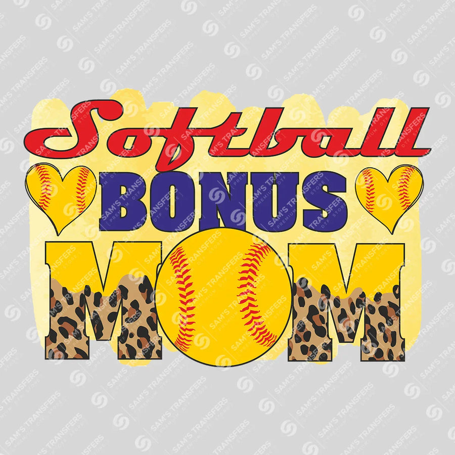 Softball Bonus Mom Ready-to-Press DTF Transfer | SAT06336