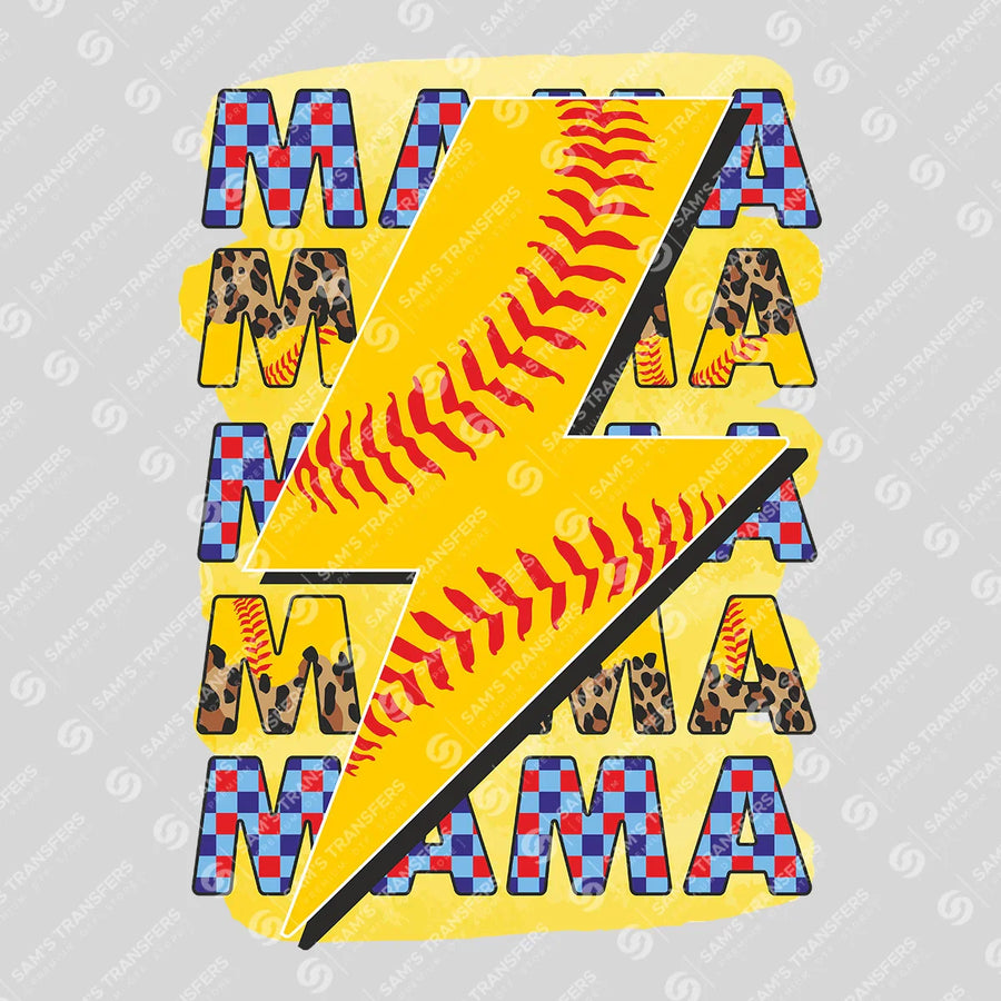 Softball Mama Bolt Ready-to-Press DTF Transfer | SAT06337