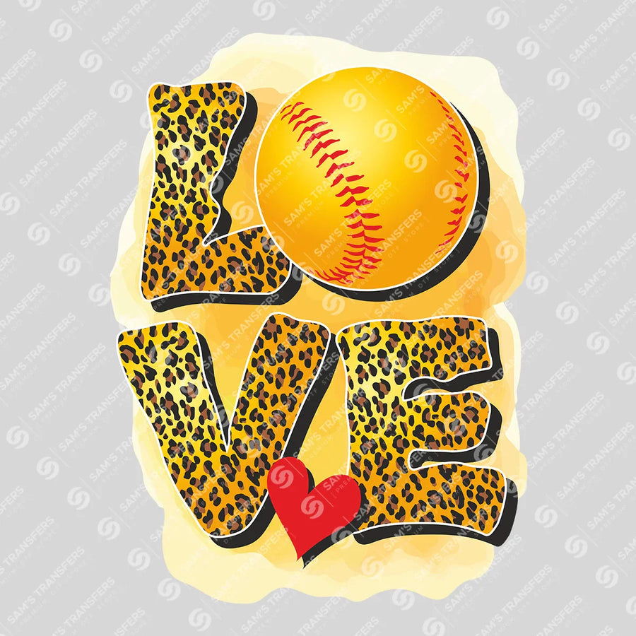 Love Softball Leopard Ready-to-Press DTF Transfer | SAT06341
