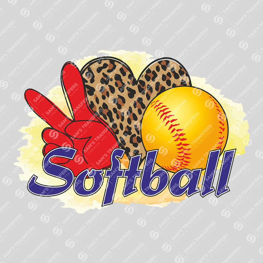 Peace Love Softball Ready-to-Press DTF Transfer | SAT06342
