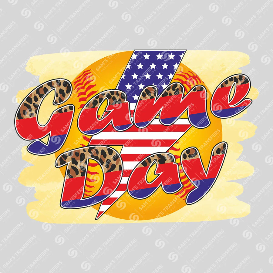Game Day Softball Patriotic Ready-to-Press DTF Transfer | SAT06343