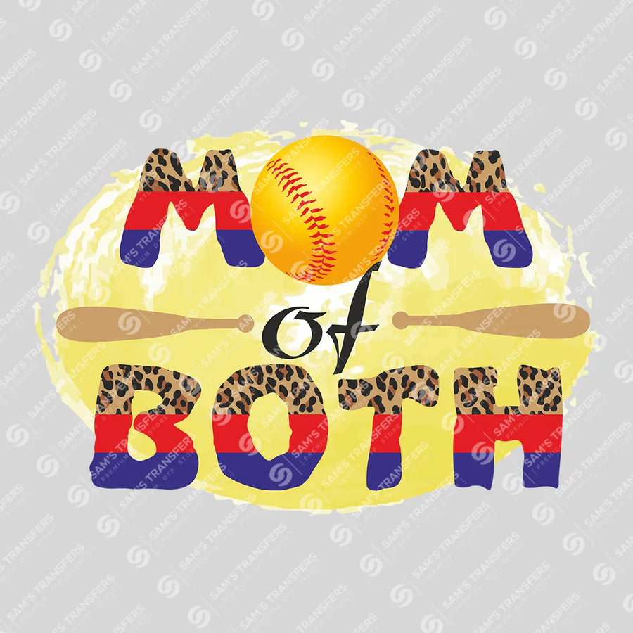Mom Of Both Softball Baseball Ready-to-Press DTF Transfer | SAT06345