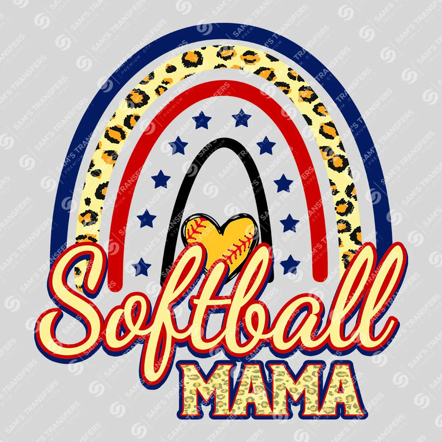 Softball Mama Rainbow Ready-to-Press DTF Transfer | SAT06350