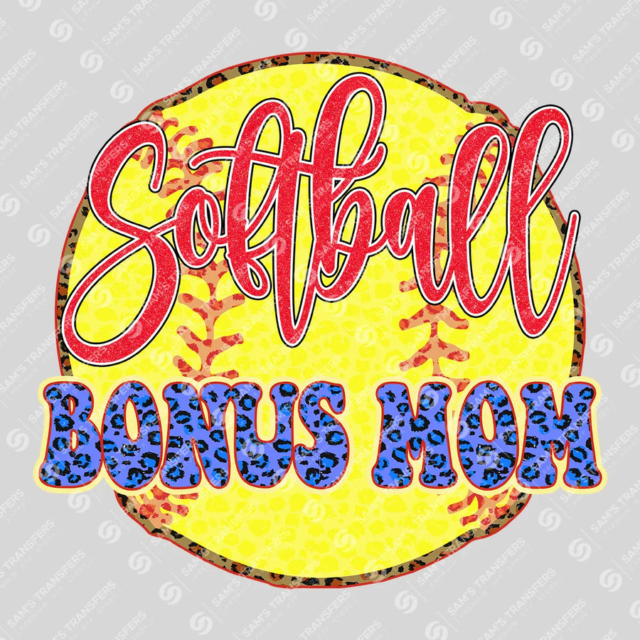Softball Bonus Mom Leopard Ready-to-Press DTF Transfer | SAT06353