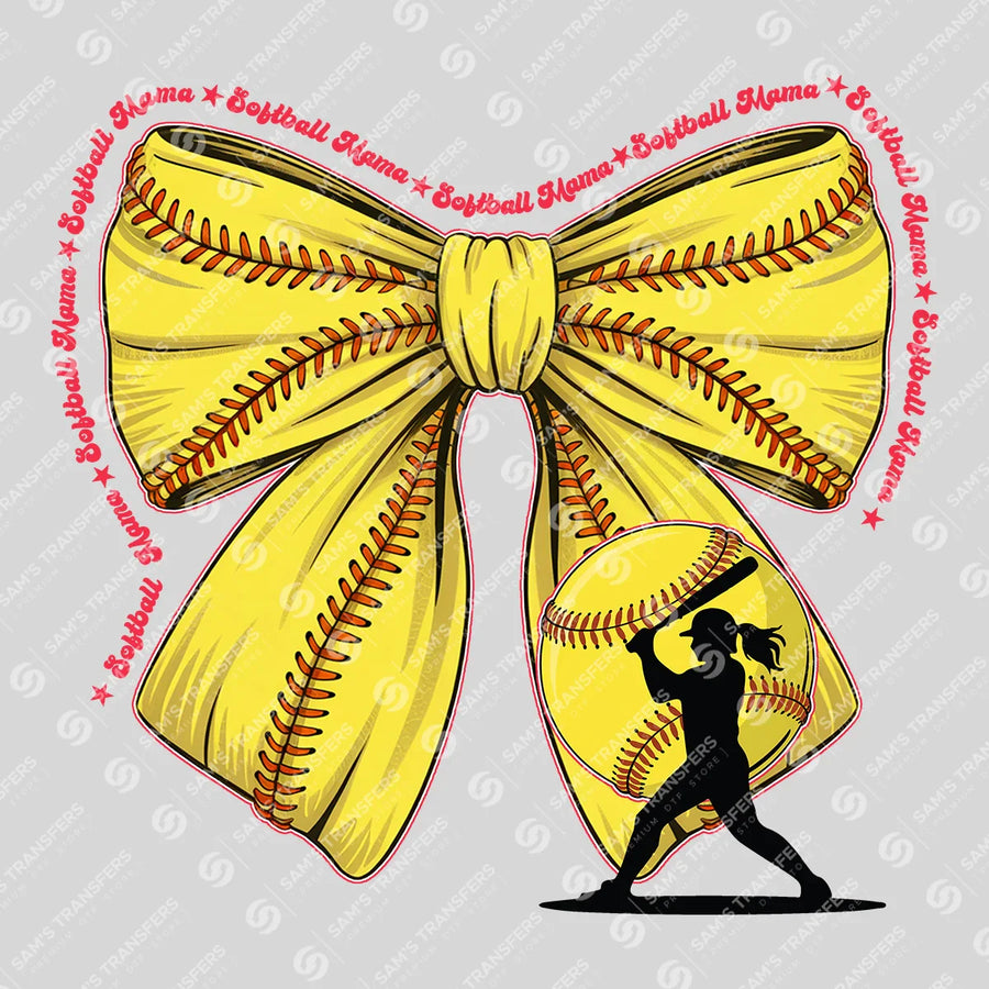 Softball Mama Bow Player Ready-to-Press DTF Transfer | SAT06354