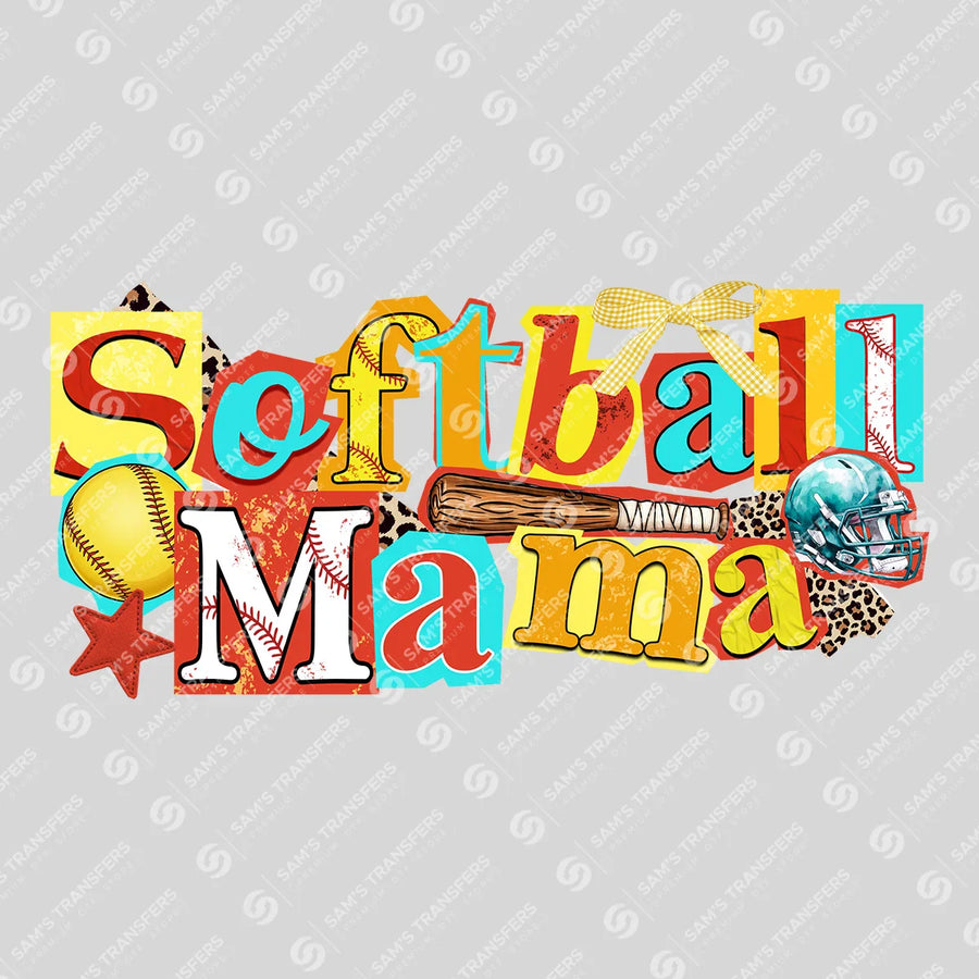 Softball Mama Collage Ready-to-Press DTF Transfer | SAT06359