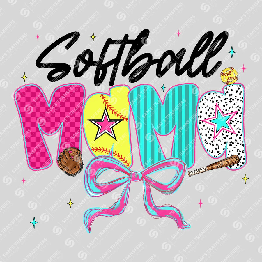 Softball Mama Pink Doodle Ready-to-Press DTF Transfer | SAT06360