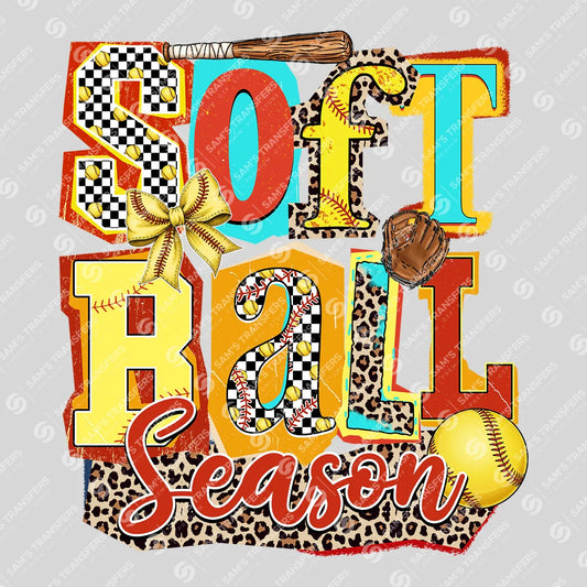 Apparel featuring a Softball Season-themed DTF transfer.