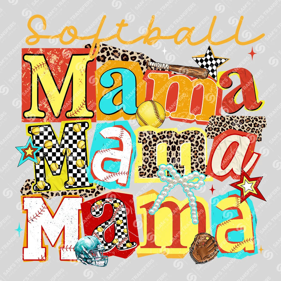 Softball Mama Stacked Collage Ready-to-Press DTF Transfer | SAT06362