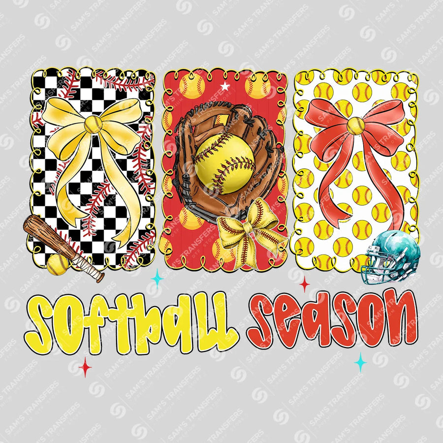 Softball Season Coquette Ready-to-Press DTF Transfer | SAT06363