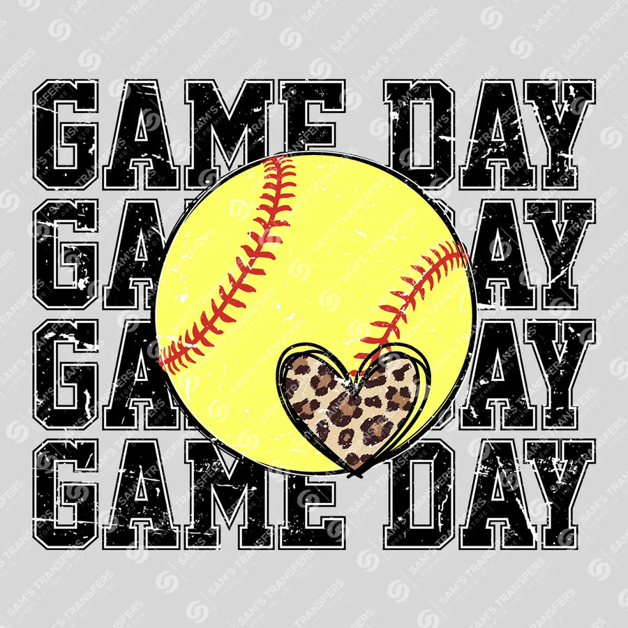 Game Day Softball Heart Ready-to-Press DTF Transfer | SAT06367
