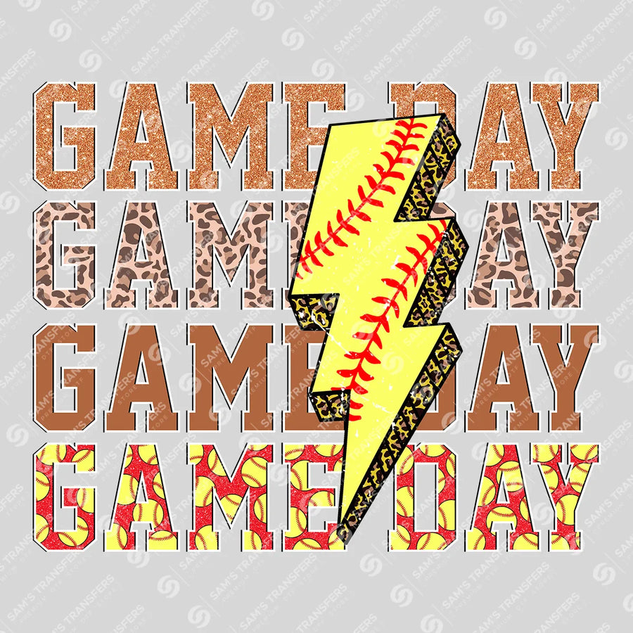 Game Day Softball Bolt Ready-to-Press DTF Transfer | SAT06374