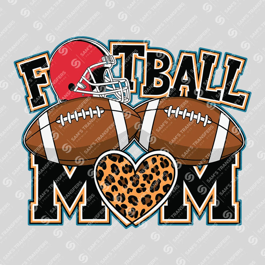 Football Mom Leopard Heart Ready-to-Press DTF Transfer | SAT06400