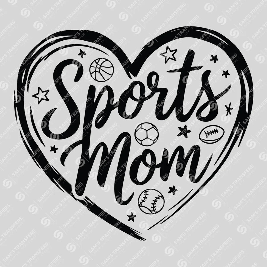 Sports Mom Heart Ready-to-Press DTF Transfer | SAT06406