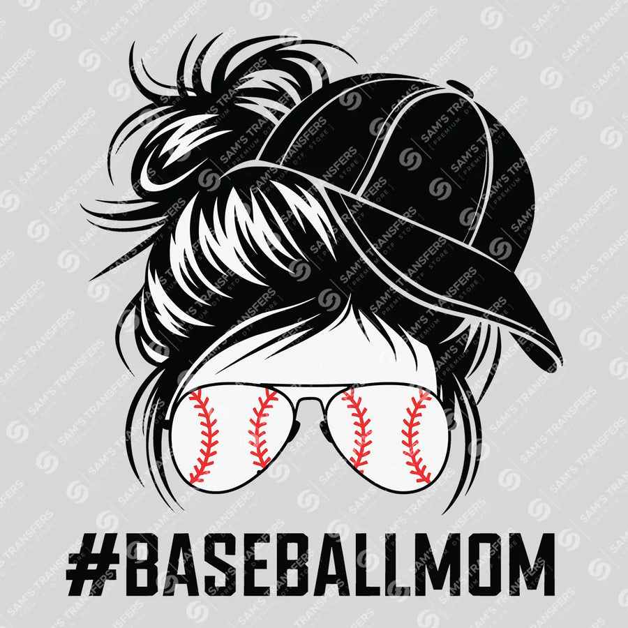 Baseball Mom Messy Bun Ready-to-Press DTF Transfer | SAT06419