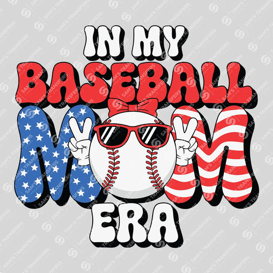 Apparel featuring a In My Baseball Mom Era-themed DTF transfer.