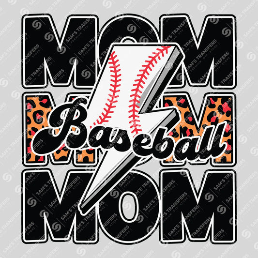 Apparel featuring a Baseball Mom Bolt-themed DTF transfer.