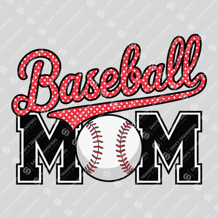 Baseball Mom Polka Dot Ready-to-Press DTF Transfer | SAT06433