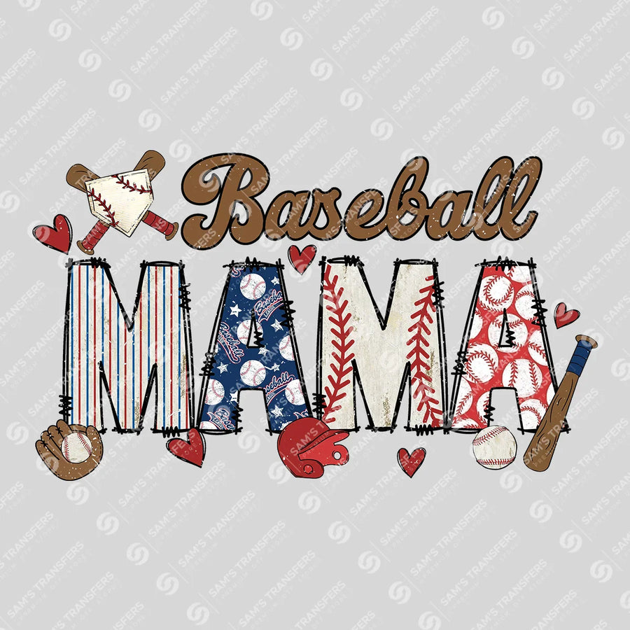 Baseball Mama Doodle Ready-to-Press DTF Transfer | SAT06440