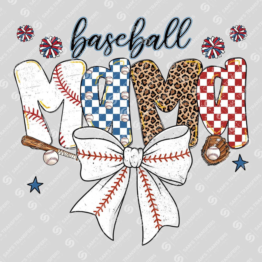 Baseball Mama Coquette Bow Ready-to-Press DTF Transfer | SAT06442