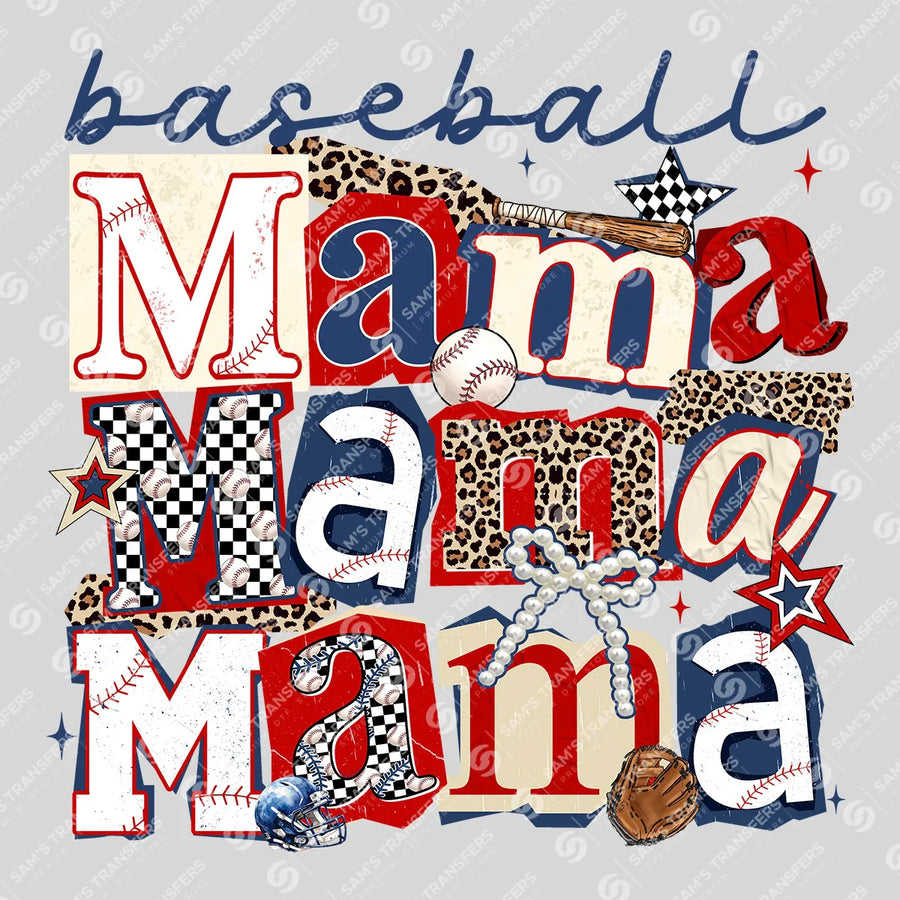 Baseball Mama Stacked Collage Ready-to-Press DTF Transfer | SAT06443