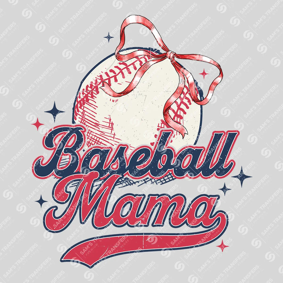 Baseball Mama Retro Ribbon Ready-to-Press DTF Transfer | SAT06445