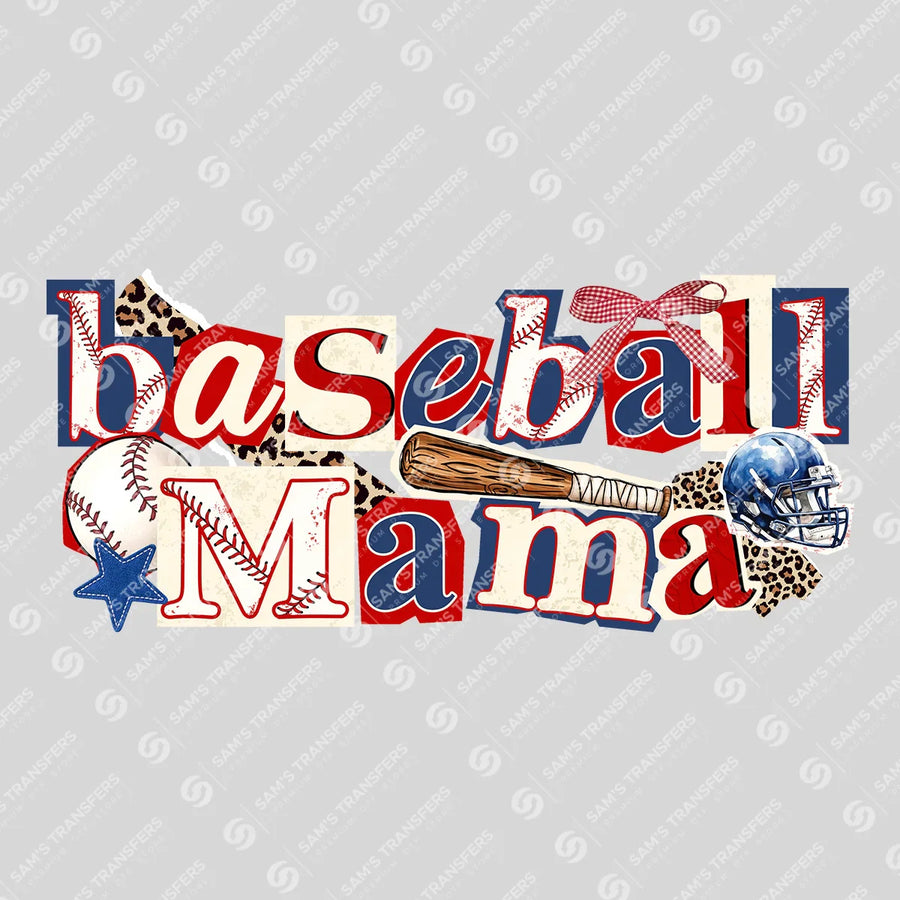 Baseball Mama Patriotic Doodle Ready-to-Press DTF Transfer | SAT06446