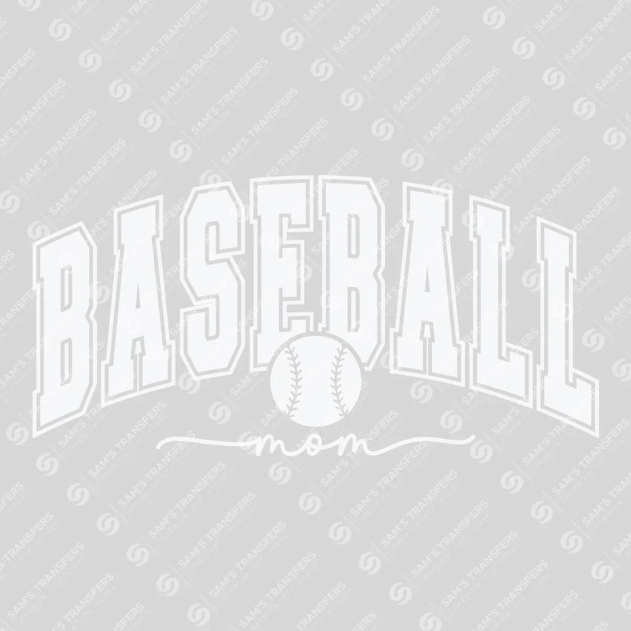 Baseball Mom Varsity White Ready-to-Press DTF Transfer | SAT06456