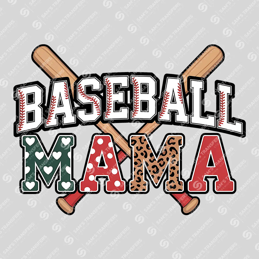 Baseball Mama Bats Hearts Leopard Ready-to-Press DTF Transfer | SAT06457