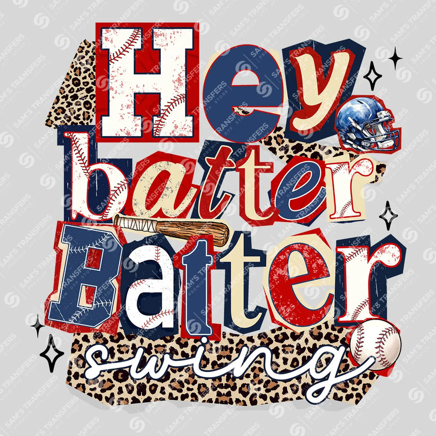 Hey Batter Batter Swing Leopard Ready-to-Press DTF Transfer | SAT06472