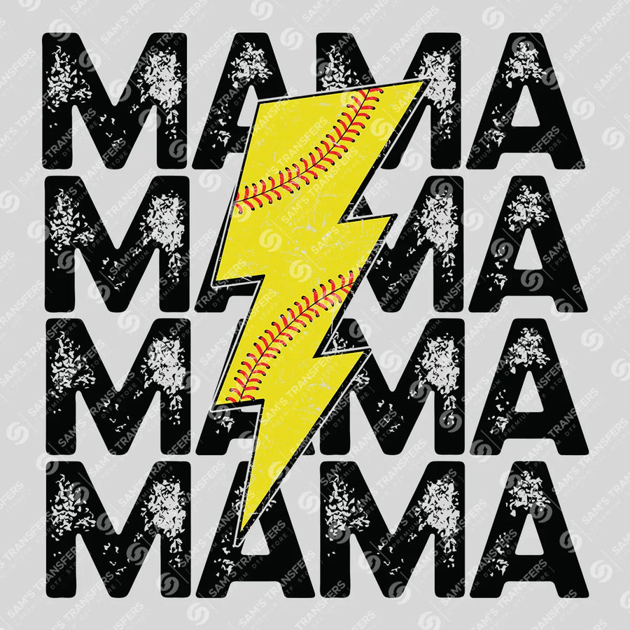 Softball Mama Bolt Ready-to-Press DTF Transfer | SAT06478
