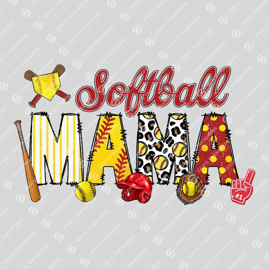 Softball Mama Doodle Script Ready-to-Press DTF Transfer | SAT06521