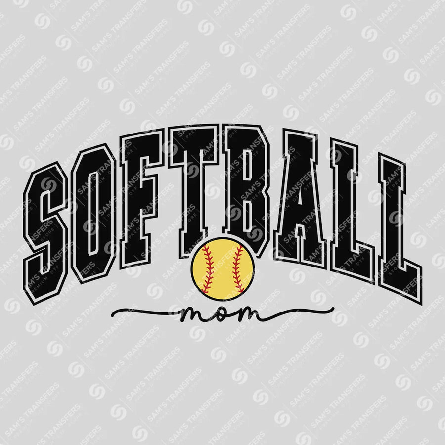 Softball Mom Varsity Black Ready-to-Press DTF Transfer | SAT06525