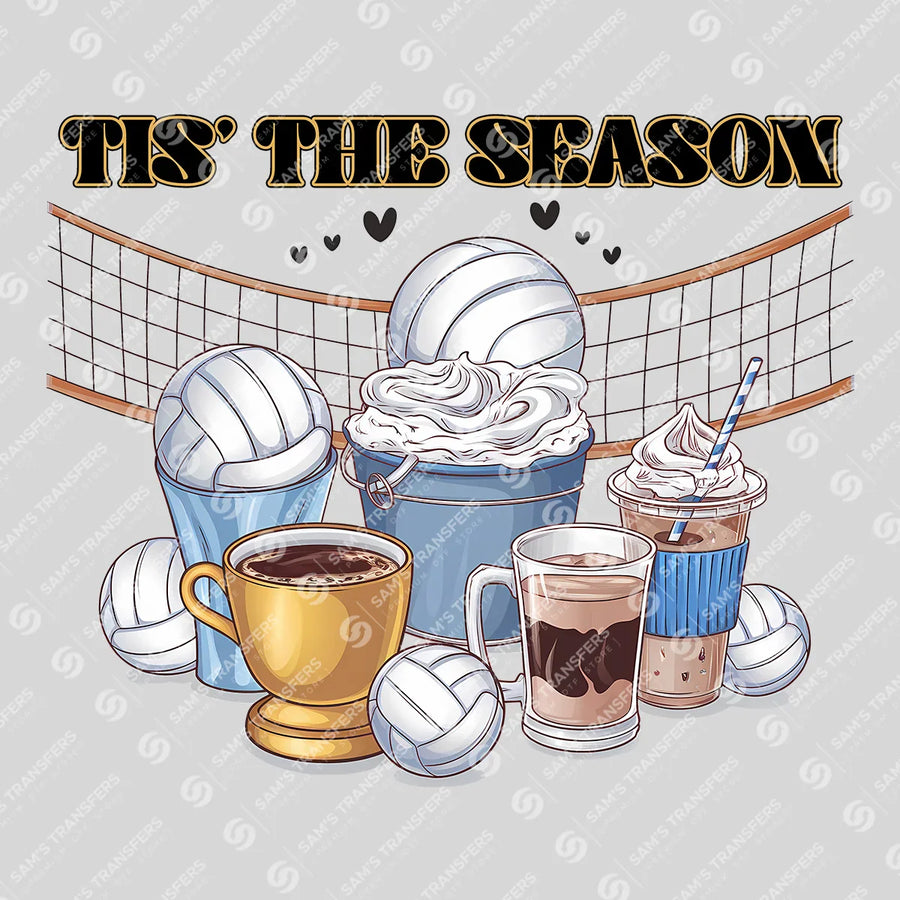 Tis The Season Volleyball Coffee Ready-to-Press DTF Transfer | SAT06541