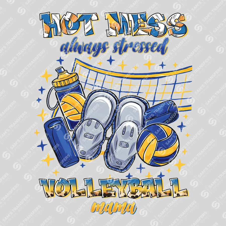 Hot Mess Volleyball Mama Ready-to-Press DTF Transfer | SAT06550