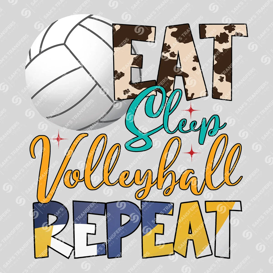 Eat Sleep Volleyball Repeat Ready-to-Press DTF Transfer | SAT06555