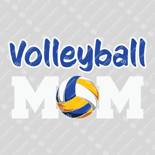 Apparel featuring a Volleyball Mom Blue-themed DTF transfer.