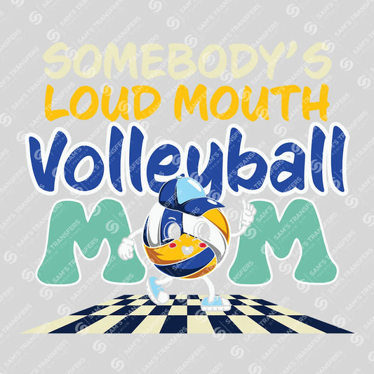 Apparel featuring a Loud Mouth Volleyball Mom-themed DTF transfer.