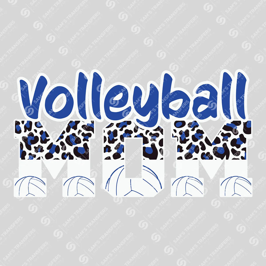 Volleyball Mom Blue Leopard Ready-to-Press DTF Transfer | SAT06564