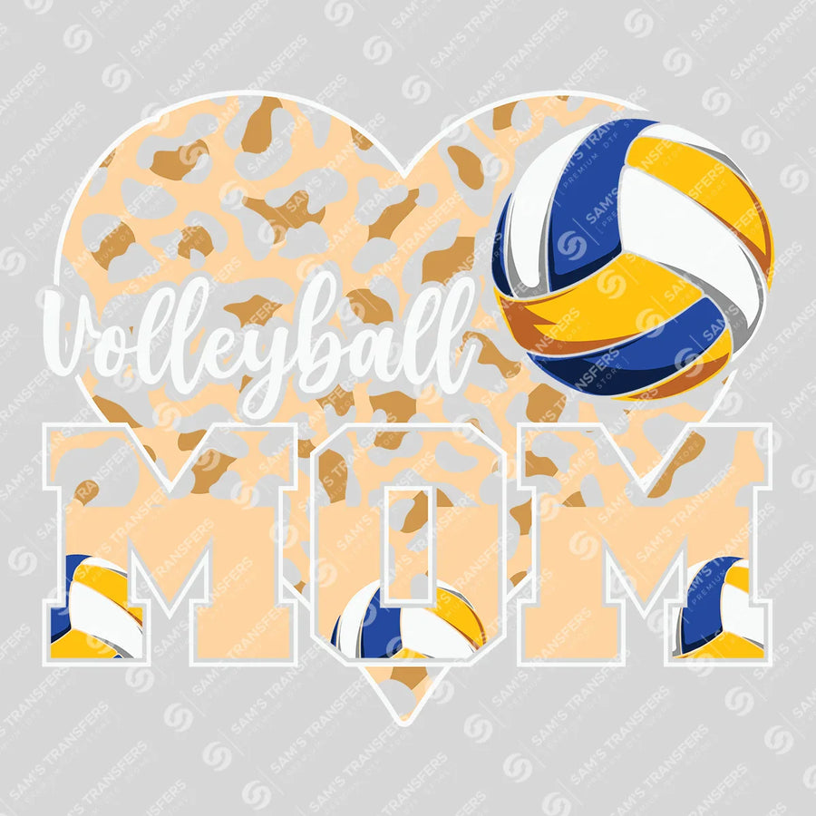 Volleyball Mom Heart Leopard Ready-to-Press DTF Transfer | SAT06568