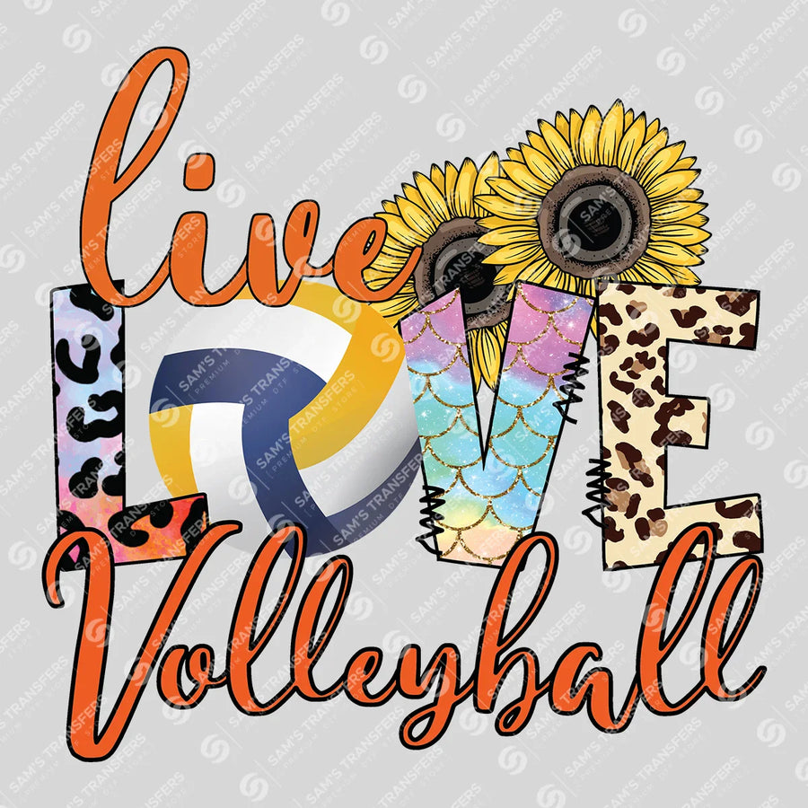 Live Love Volleyball Ready-to-Press DTF Transfer | SAT06578