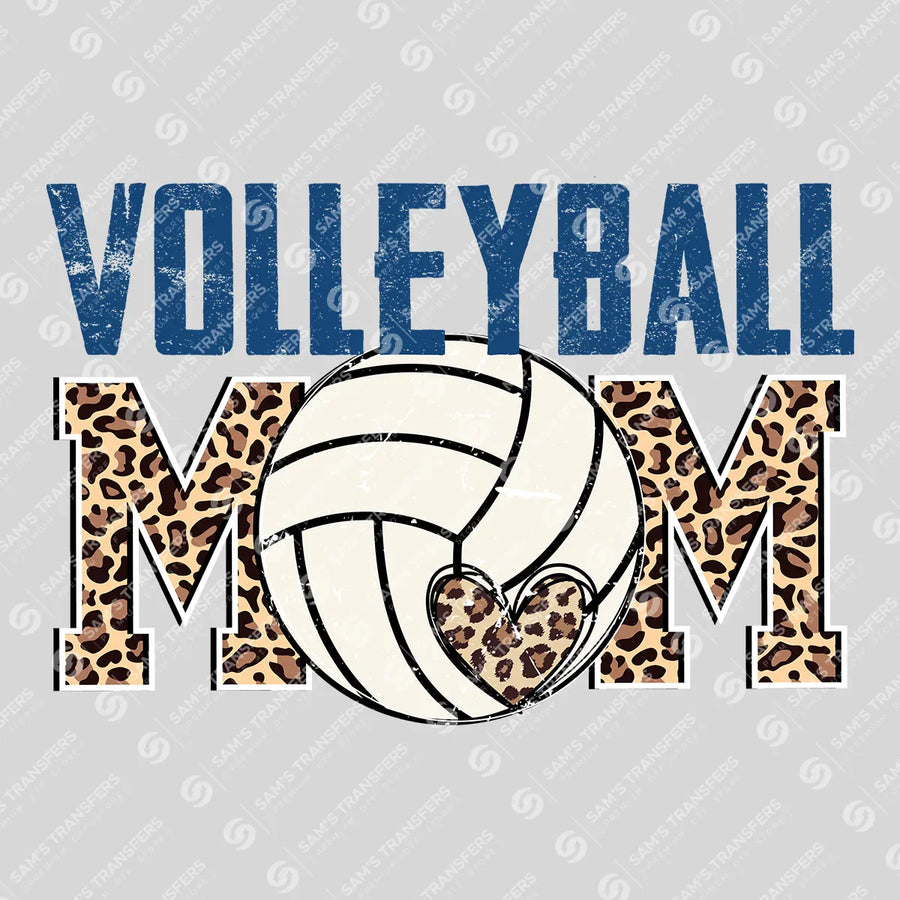 Volleyball Mom Leopard Heart Ready-to-Press DTF Transfer | SAT06596