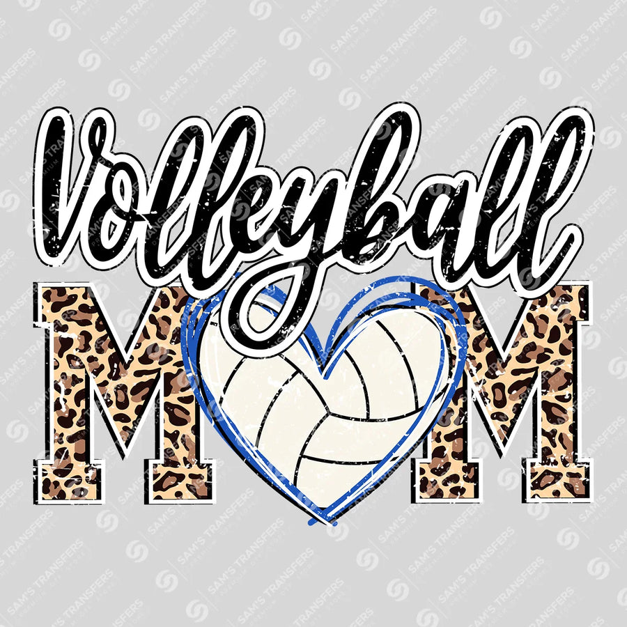 Volleyball Mom Blue Heart Ready-to-Press DTF Transfer | SAT06598