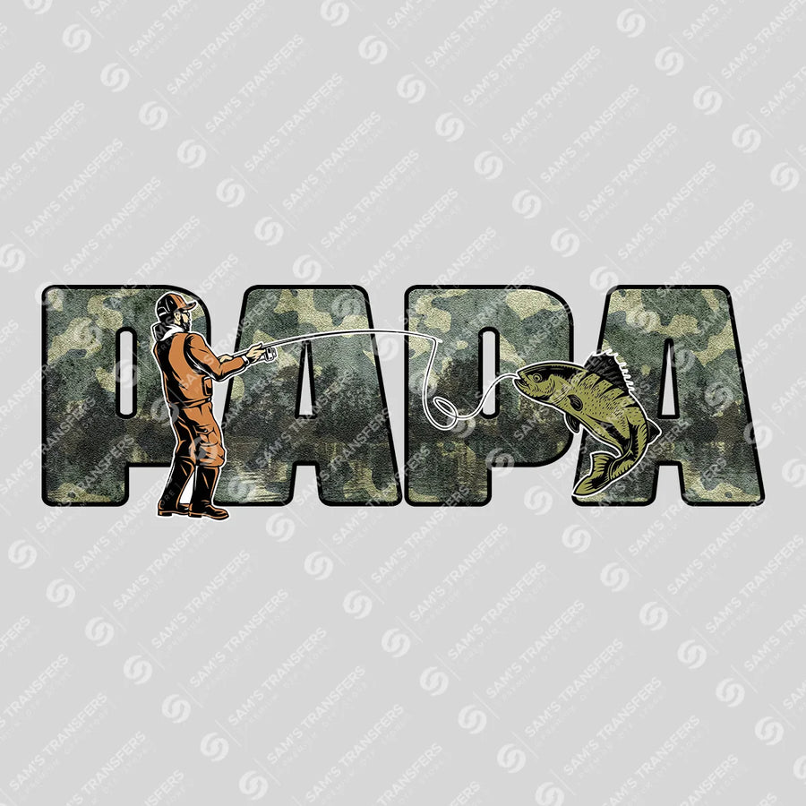 Papa Fishing Camo Ready-to-Press DTF Transfer | SAT06605