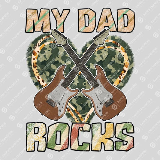 Apparel featuring a My Dad Rocks-themed DTF transfer.